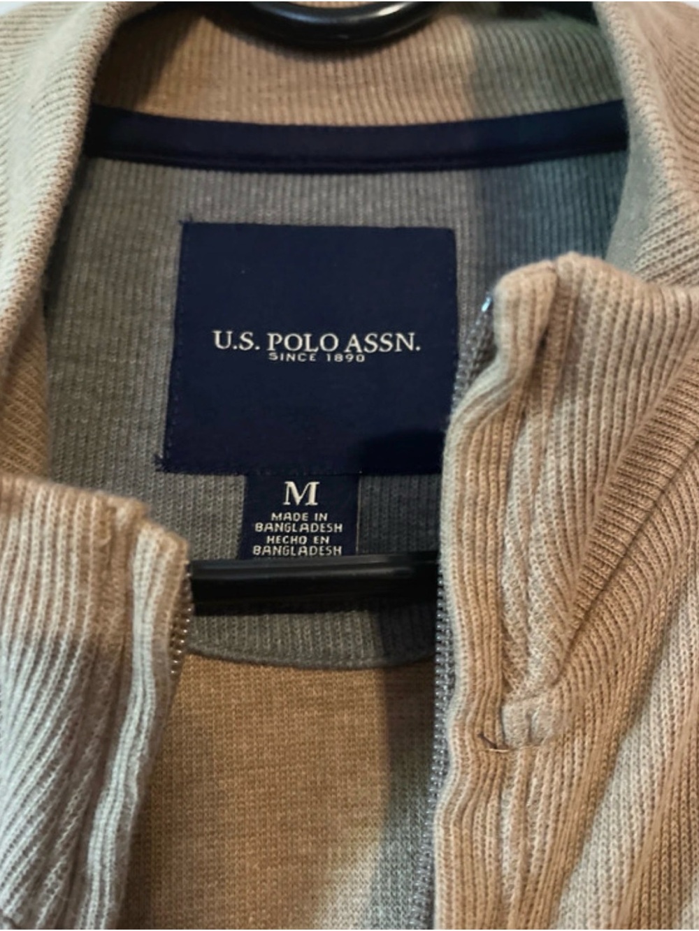 U.S. Polo Assn. Men's Tan Half-Zip Pullover Sweater - Picture 7 of 8